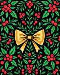 Golden Bow Red Holly Garland Rug