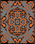 Bold Orange Swirl Mandala Rug