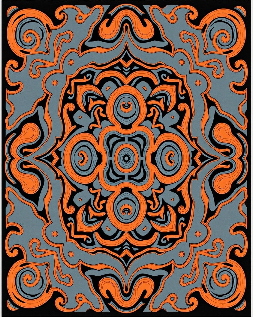 Bold Orange Swirl Mandala Rug
