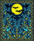 Midnight Bats Yellow Moon Botanical Rug