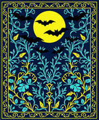 Midnight Bats Yellow Moon Botanical Rug