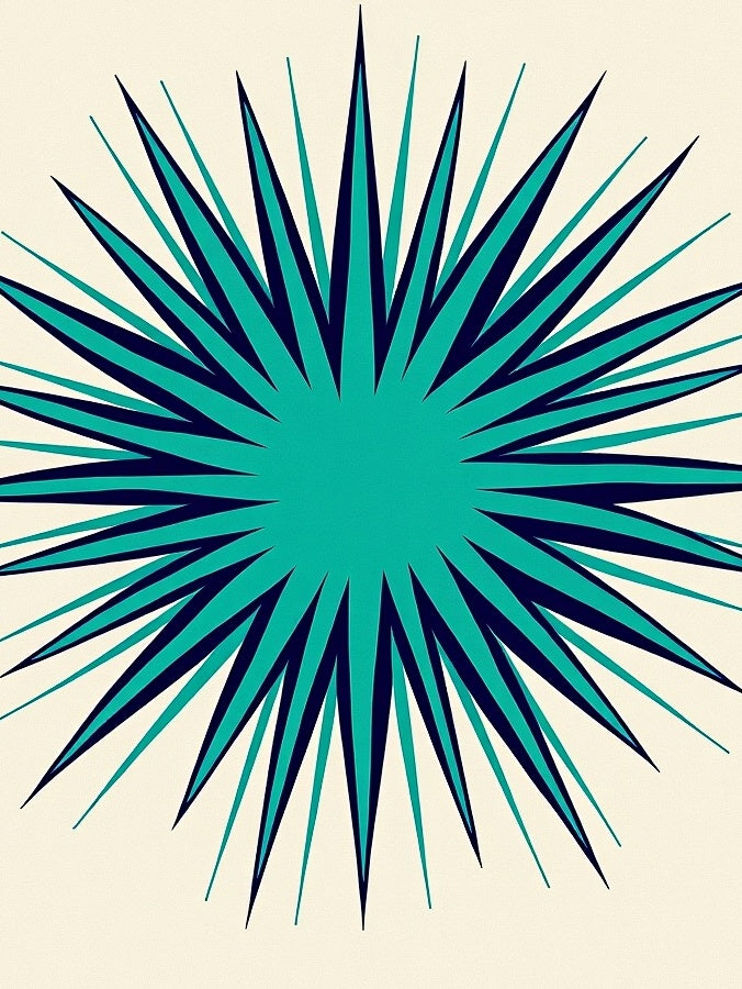 Aqua Navy Starburst Explosion Rug
