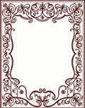 Deep Burgundy Ornate Scroll Vine Frame Rug