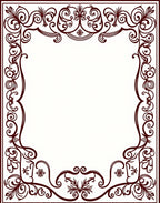 Deep Burgundy Ornate Scroll Vine Frame Rug