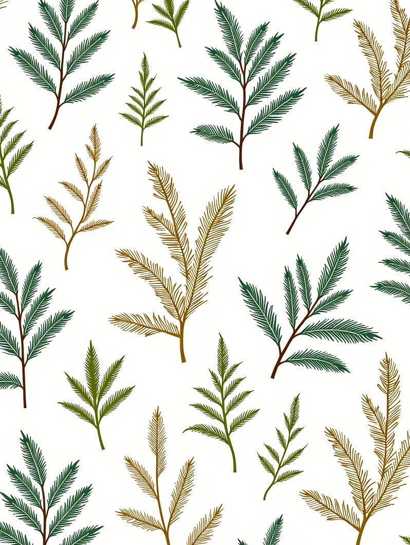 Fern Leaf Botanical Arrangement In Green Rug