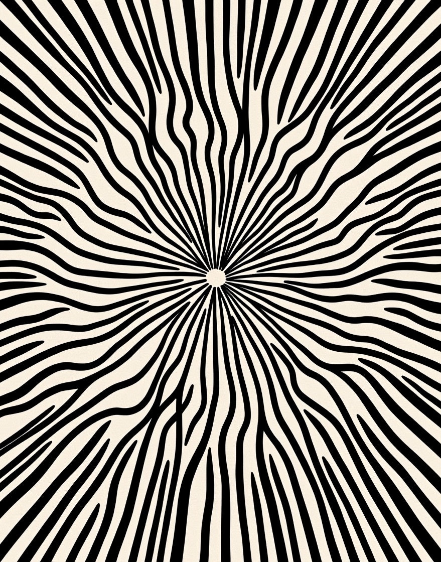 Radiating Black Organic Stripe Rug