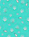 Teal Underwater Coral Fish Swirl Rug