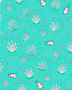 Teal Underwater Coral Fish Swirl Rug