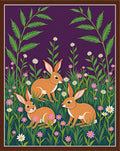 Orange Rabbits Among Wildflowers And Foliage Rug
