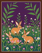 Orange Rabbits Among Wildflowers And Foliage Rug