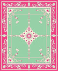Vibrant Pink Mint Floral Medallion Rug