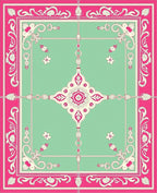 Vibrant Pink Mint Floral Medallion Rug