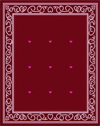 Deep Red Heart Border Rug
