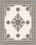 Ornate Black and Cream Scrollwork Medallion Rug