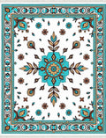 Aqua and Gold Floral Medallion Rug