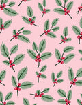 Pink Holly Berry Branches Rug