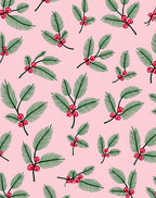 Pink Holly Berry Branches Rug