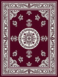 Crimson Bloom Scrollwork Frame Rug