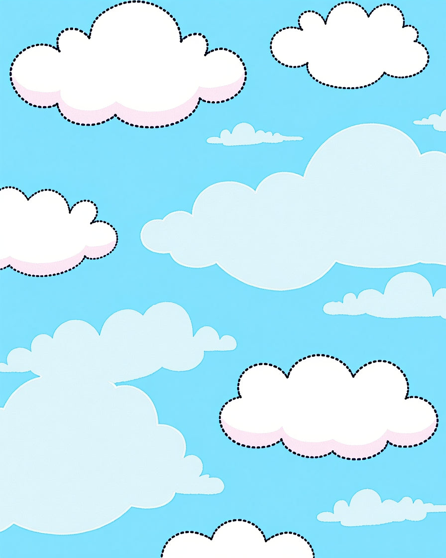 Whimsical Blue Sky Cloudscape Rug