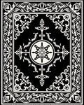 Classic Black White Scroll Medallion Rug