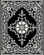 Classic Black White Scroll Medallion Rug