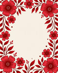 Bold Crimson Floral Branch Border Rug