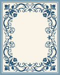 Deep Blue Vintage Floral Scroll Rug