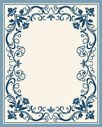 Deep Blue Vintage Floral Scroll Rug