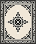 Classic Black Ivory Ornamental Medallion Rug