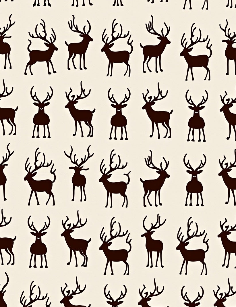 Dark Brown Deer Silhouette Repeating Pattern Rug