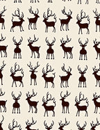 Dark Brown Deer Silhouette Repeating Pattern Rug