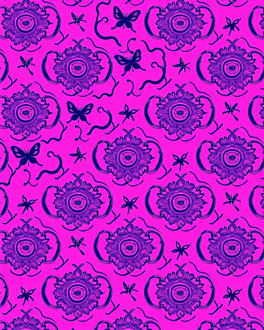 Vibrant Magenta Butterfly Medallion Rug