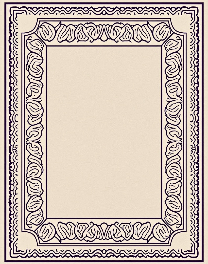 Antique Floral Scroll Border Rug