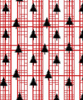 Red White Plaid Pine Trees Rug