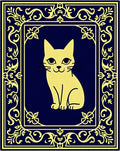 Yellow Cat Ornate Border Rug