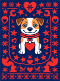 Cute Dog Hearts Stars Blue Rug