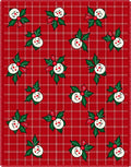 Jolly Snowman Christmas Holly Plaid Rug