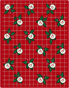 Jolly Snowman Christmas Holly Plaid Rug