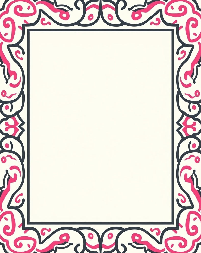 Crimson Scrollwork Border Cream Rug