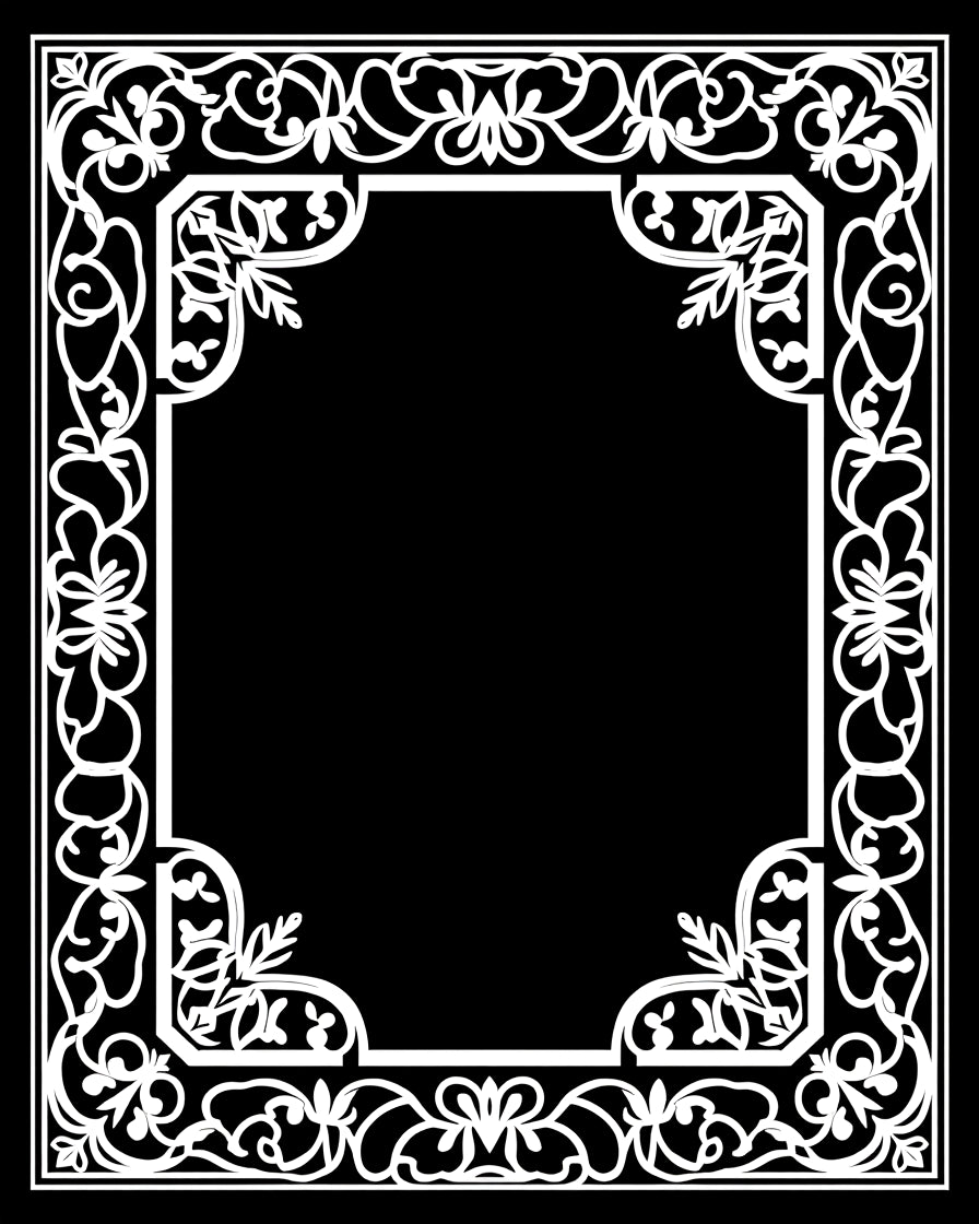 Elegant White Floral Vine Border Rug