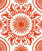 Crimson Sunburst Medallion Folk Rug