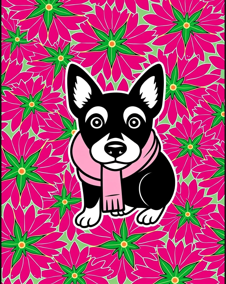 Bold Pink Floral Dog Scarf Rug
