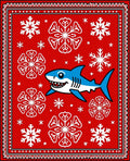 Whimsical Blue Shark Snowflake Festivity Rug