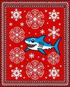Whimsical Blue Shark Snowflake Festivity Rug
