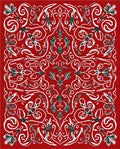 Crimson White Floral Serpentine Scroll Rug