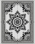 Black White Floral Mandala Border Rug
