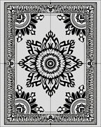 Black White Floral Mandala Border Rug
