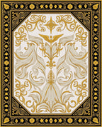 Antique Gold Laurel Winged Emblem Rug