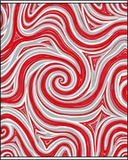 Red White Swirling Vortex Abstract Art Rug