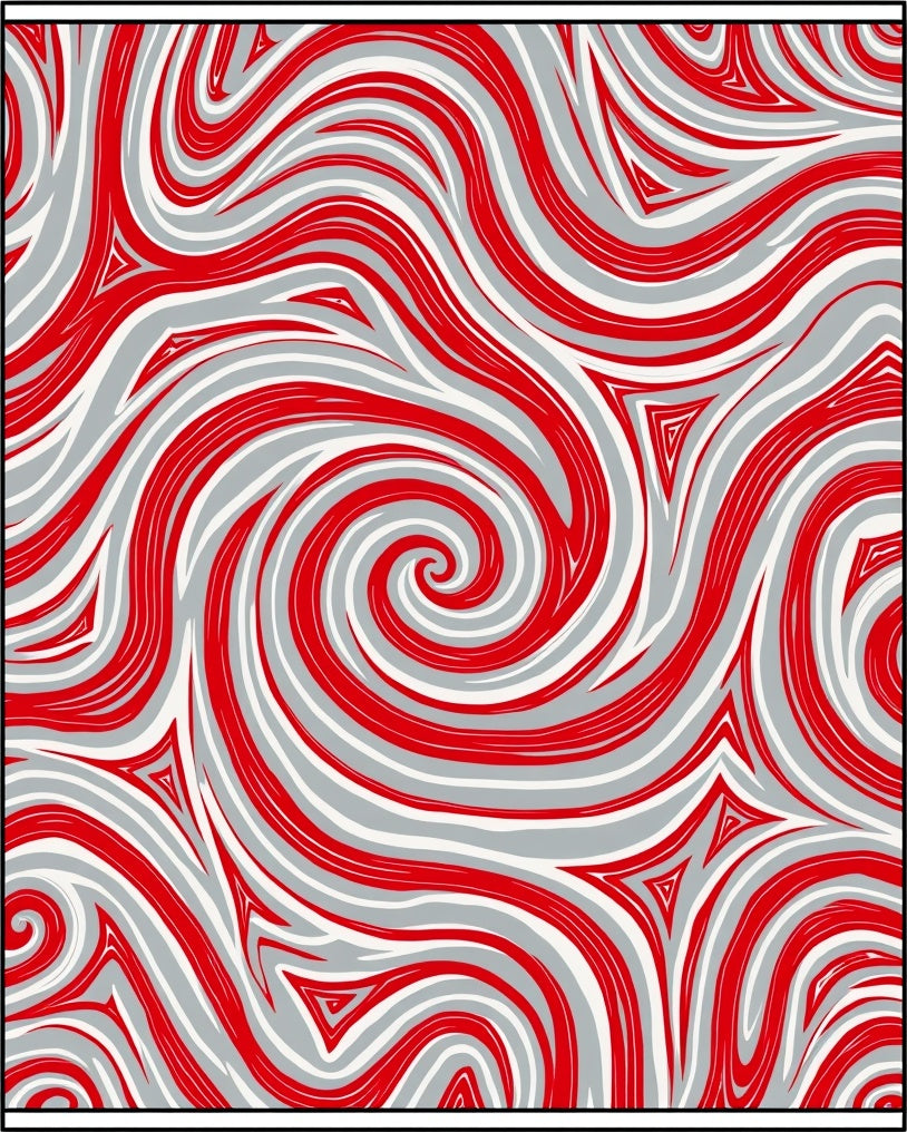 Red White Swirling Vortex Abstract Art Rug
